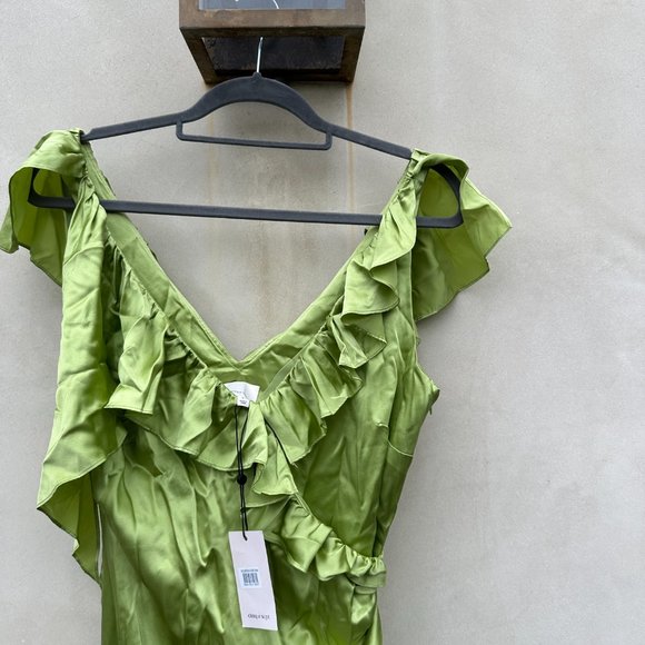 Cinq À Sept Petunia Silk Cocktail Mini Dress Prickly Pear Ruffle Trim Sz 6 - Picture 5 of 11